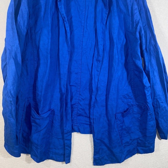 Chicos Travelers Cardigan Womens 3 Blue Long Sleeve Collared Neck Linen Casual - Picture 7 of 14